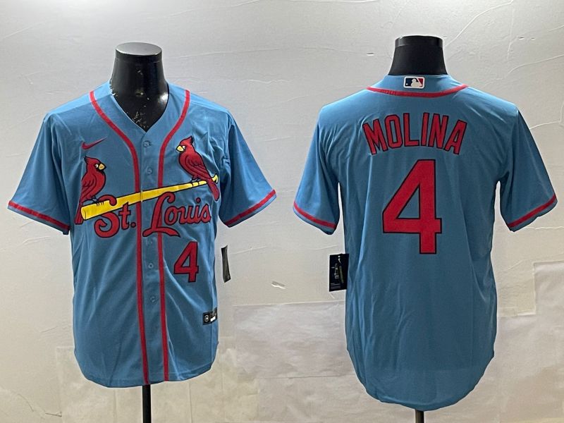 Men St.Louis Cardinals #4 Molina Light Blue Game 2025 Nike MLB Jersey style 3